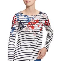 Joules Harbour Long Sleeve Printed Jersey Top, Cream Fay Floral Border