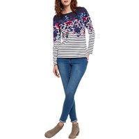 Joules Harbour Long Sleeve Printed Jersey Top, Cream Camellia Border Stripe