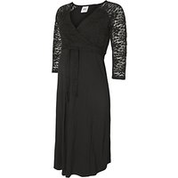 Mamalicious Winnie Lace Detail Jersey Maternity Dress, Black
