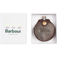 Barbour Round Leather Hip Flask, Brown