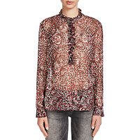 Oui Leopard Print Blouse, Red/Off White