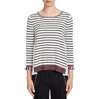Oui Contrast Stripe Knitted Top, White/Black