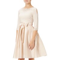 Adrianna Papell Beaded Jersey Top Fit And Flare Dress, Parchment