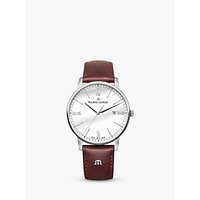 Maurice Lacroix EL1118-SS001-113-1 Men's Eliros Date Leather Strap Watch, Dark Brown/White