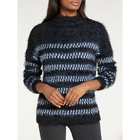 Lee Long Sleeve Relaxed Striped Jumper, Midnight Blue