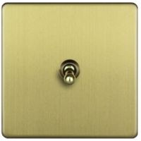 Varilight 10A 2-Way Single Brushed Brass Effect Switch - 5021575760262