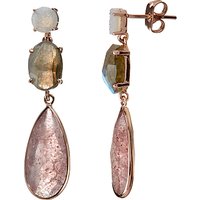 John Lewis Gemstones Labradorite Quartz And Druzy Triple Drop Earrings, Rose Gold