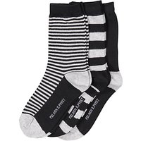 Polarn O. Pyret Children's Stripe Socks, Pack Of 3, Black