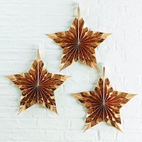 Ginger Ray Gold Star Decorations, Pack Of 3