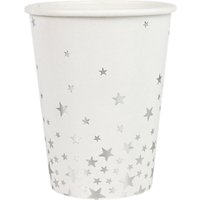 Ginger Ray Metallic Star Silver Cups, Pack Of 8