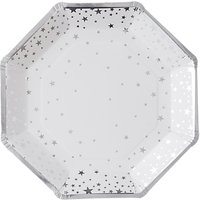 Ginger Ray Silver Star Paper Plates, Pack Of 8