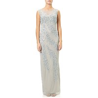 Adrianna Papell Cap Sleeve Beaded Gown, Blue Heather/Silver
