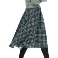 Brora Plaid Midi Skirt, Navy/Pewter