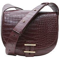 French Connection Contemporary Slide Lock Magda Across Body Bag, Chocolate Chili Croc