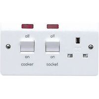 MK 45A Double Pole White Cooker Switch & Socket With Comes With 13 A Switch Socket - K5061RPWHI
