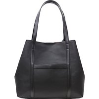 French Connection Saffiano Julia Shopper Bag, Black/Silver
