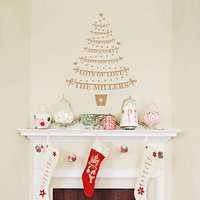 Megan Claire Personalised Family Christmas Tree Wall Sticker, Medium - Gold