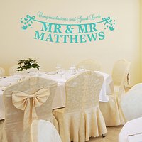 Megan Claire Personalised Mr & Mr Just Married Wall Sticker - Turquoise