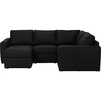 House By John Lewis Finlay II LHF/RHF Small Leather Corner Chaise End Sofa - Madras Black