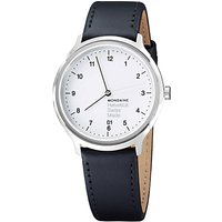 Mondaine Unisex Helvetica Leather Strap Watch - Black/White
