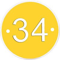 The House Nameplate Company Personalised Acrylic Round House Number, Dia.11.5cm - Yellow / White