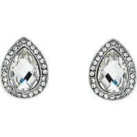 Monet Glass Crystal Teardrop Stud Earrings - Silver/Clear