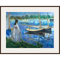 The Courtauld Gallery, Edouard Manet - Banks Of The Seine At Argenteuil 1874 Print - Dark Brown Framed Print