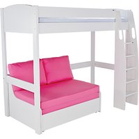 Stompa Uno S Plus High-Sleeper With Sofa Bed - White/Pink