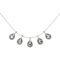 Monet Teardrop Glass Crystal Necklace - Silver/Clear