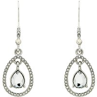 Monet Teardrop Glass Crystal Open Drop Earrings - Silver/Clear