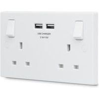 British General 13A White Switched Double Socket & 2 X USB - 5050765136846