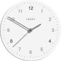 Jones Freddie Glass Clock, Dia.30cm - White