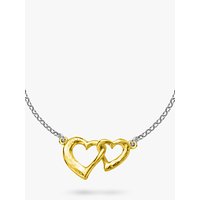 Dower & Hall Sterling Silver Entwined Hearts Pendant Necklace - Silver/Gold