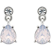 Monet Glass Crystal Single Teardrop Drop Earrings - Silver/Pink Opal