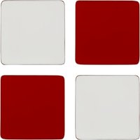House By John Lewis Reversible Wood Coaster, Set Of 2 - Red/White