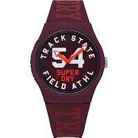 Superdry Urban Track & Field Silicone Strap Watch - Burgundy