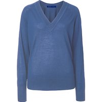 Winser London Merino Wool V-Neck Jumper - Slate Blue
