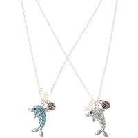 Blue & Silver Crystal Dolphin Best Friend Necklaces