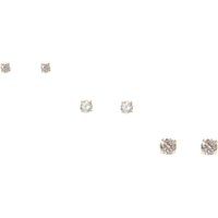 5MM, 7MM, And 9MM Round Cubic Zirconia Stud Earrings