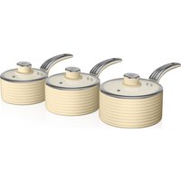 SWAN Retro 3-piece Non-stick Saucepan Set - Cream, Cream