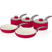 SWAN SWPS5020RN 5-piece Non-stick Saucepan Set - Red, Red