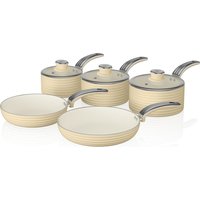 SWAN Retro 5-piece Non-stick Pan Set - Cream, Cream