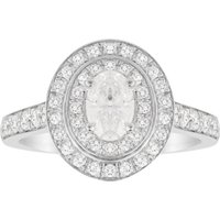Jenny Packham Oval Cut 1.21 Carat Total Weight Double Halo Diamond Ring In 18 Carat White Gold