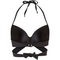 Black Plunge Wrap Underwired Bikini Top New Look