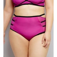 Curves Pink Strappy High Waist Briefs New Look