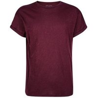 Burgundy Rolled Sleeve T-Shirt New Look