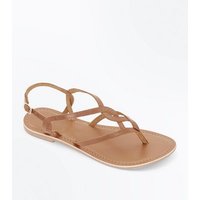 Tan Leather Woven Strap Toe Post Sandals New Look