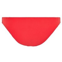 Red Ribbed Bikini Bottoms New Look