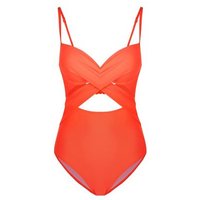 Coral Cut Out Wrap Front Plunge Neck Swimsuit New Look