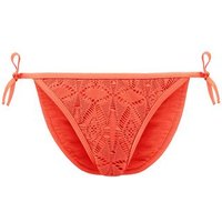 Coral Neon Crochet Tie Side Bikini Bottoms New Look